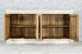 Handmade Indian Furniture Embossed Brass Sideboard with Multicolor Tiles